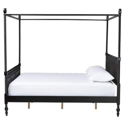 Callison Spindle Canopy Bed Frame with Headboard Black King, view 5