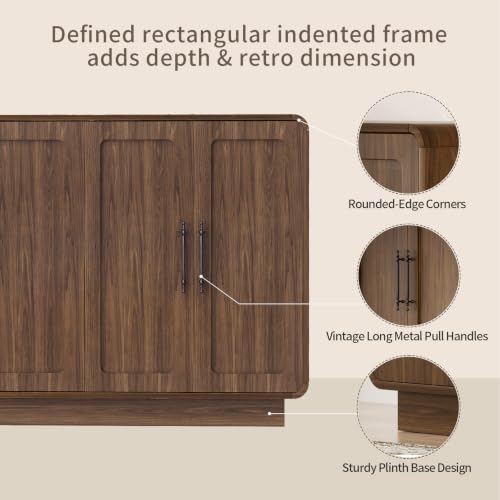 65.7" Sideboard Cabinet, 6-Door Storage Credenza,Walnut, view 6