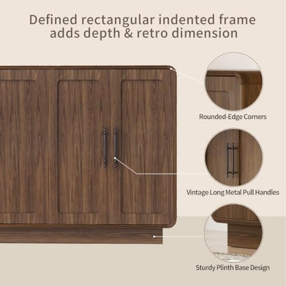 65.7" Sideboard Cabinet, 6-Door Storage Credenza,Walnut, view 6