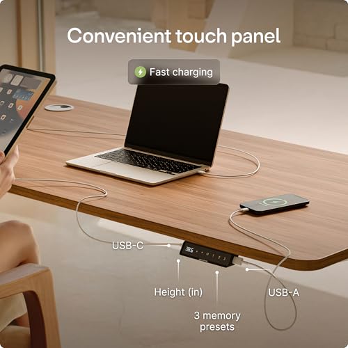 HomePro Standing Desk 70x30 — Made in Europe, Ergonomic Sit Stand Home Office Desk, Electric Height Adjustable, Dual Motor, USB & USB-C Charging, Wobble-Free, Touchscreen, 3 Memory Presets