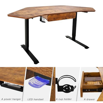 71Inch Height Adjustable Standing Sit Stand Up Desk L Shaped Corner Desk with LED Handset, Electric Ergonomic Desk