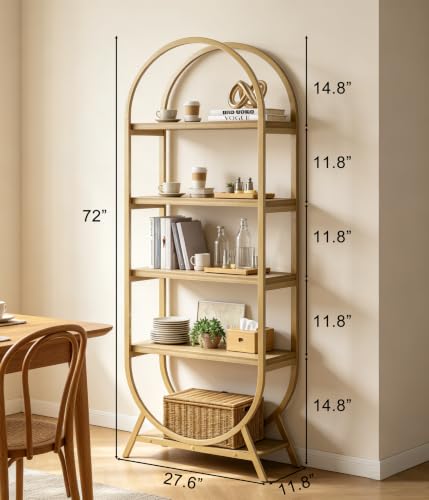 Arched Bookshelf, 5-Tier Tall Wide Open Bookshelf, view 3