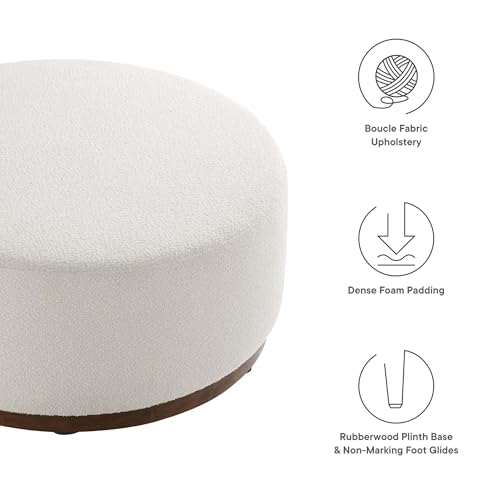 Large 38" Round Boucle Upholstered Upholstered Ottoman