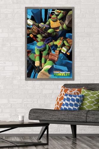 Nickelodeon Teenage Mutant Ninja Turtles - Attack Wall Poster, 22.375" x 34", Barnwood Framed Version