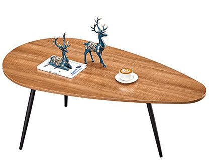Mid Century Modern Coffee Table for Living Room Rustic Oval Coffee Table Small Retro Accent Sofa Center Table for Living Room,22.2" D x 42.5" W x 17.1" H, Walnut Oak | Mid Century Modern