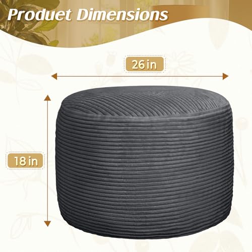 Round Ottoman Foot Rest Pouf for Living Room Couch - Soft Plush Hassock, view 4