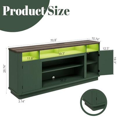 70" Fluted TV Stand for TVs Up to 80 inch Modern Entertainment Center Wood, view 3
