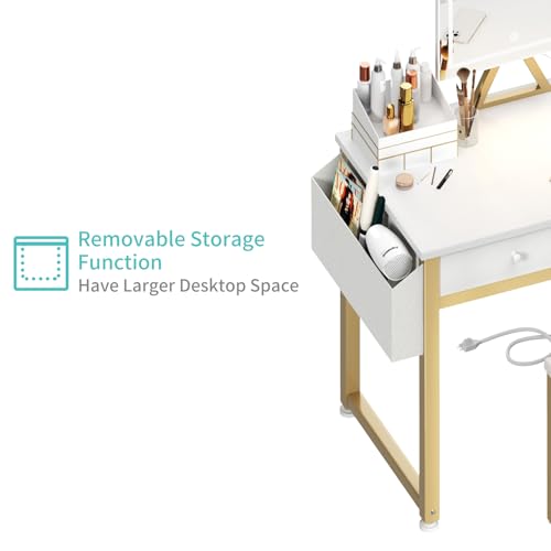 Small Makeup Vanity Desk with Mirror and Light, view 8