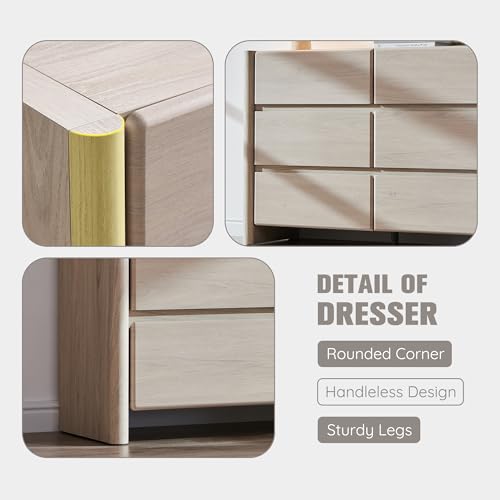 Modern 6 Drawers Dresser for Bedroom, 47" Wide Dresser-Cream, view 5