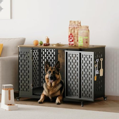 43.7" Heavy Duty Dog Crate Furniture for Large Dogs with Flip Top, view 4