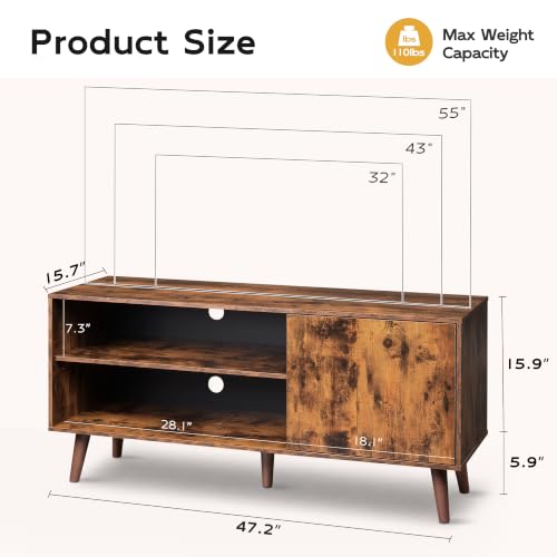 TV Stand for 55 Inch TVs, Entertainment Center with Storage Cabinet, view 4