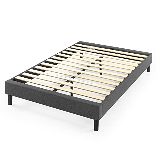 Curtis Upholstered Platform Bed Frame, Mattress Foundation, Wood Slat Support, view 2