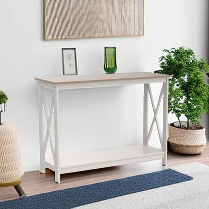 White Entryway Table, Farmhouse Console Table Narrow Sofa Table Hallway, Ivory Skinny Entry Table