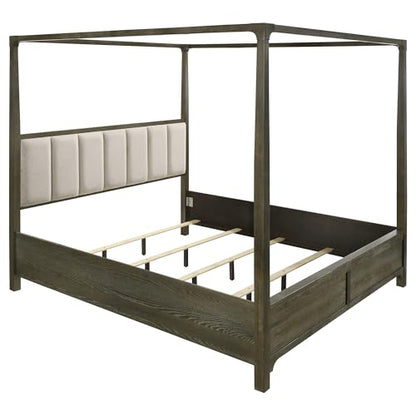 Coaster Home Furnishings Gran Park Modern Classic 5-Piece Bedroom Set Eastern King Size Canopy Bed Frame 80-inch Headboard Dark Cocoa 224931KE-S5
