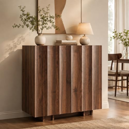 30.8" Fluted Sideboard Buffet Cabinet with Storage, Walnut, view 2