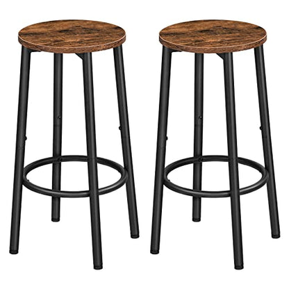 Bar Stools, Set of 2 Bar Chairs, Kitchen Round Height Stools with Footrest, view 2