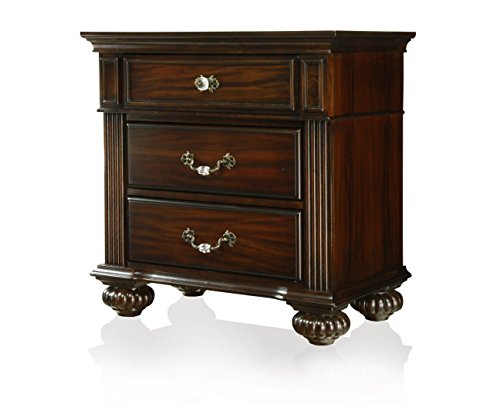 Malierd 3 Piece Traditional Bed Set with 2 Nightstands, Box Spring Required for Bedroom, King, Dark Walnut