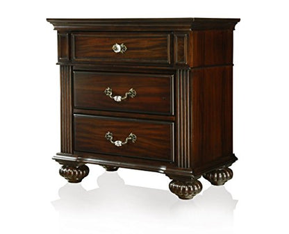Malierd 3 Piece Traditional Bed Set with 2 Nightstands, Box Spring Required for Bedroom, King, Dark Walnut