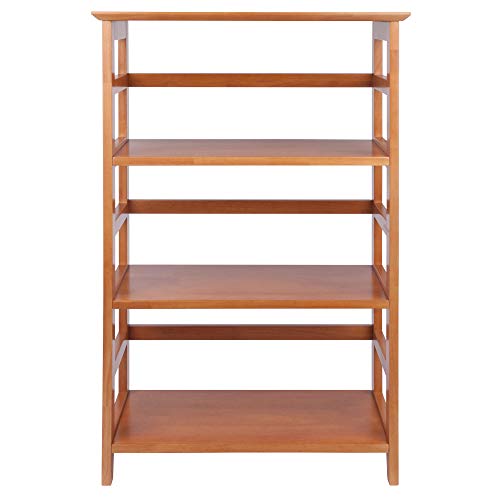 Studio 3-Tier Bookshelf, 42" in Honey Pine, Classic Display Bookcase, Functional & Stylish Shelving Unit for Convenient Home Storage in Living Room, Bedroom, Office, Dorm