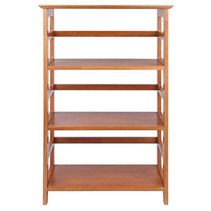 Studio 3-Tier Bookshelf, 42" in Honey Pine, Classic Display Bookcase, Functional & Stylish Shelving Unit for Convenient Home Storage in Living Room, Bedroom, Office, Dorm