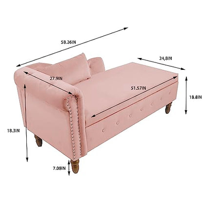 60" Modern Velvet Chaise Lounge Indoor, view 3