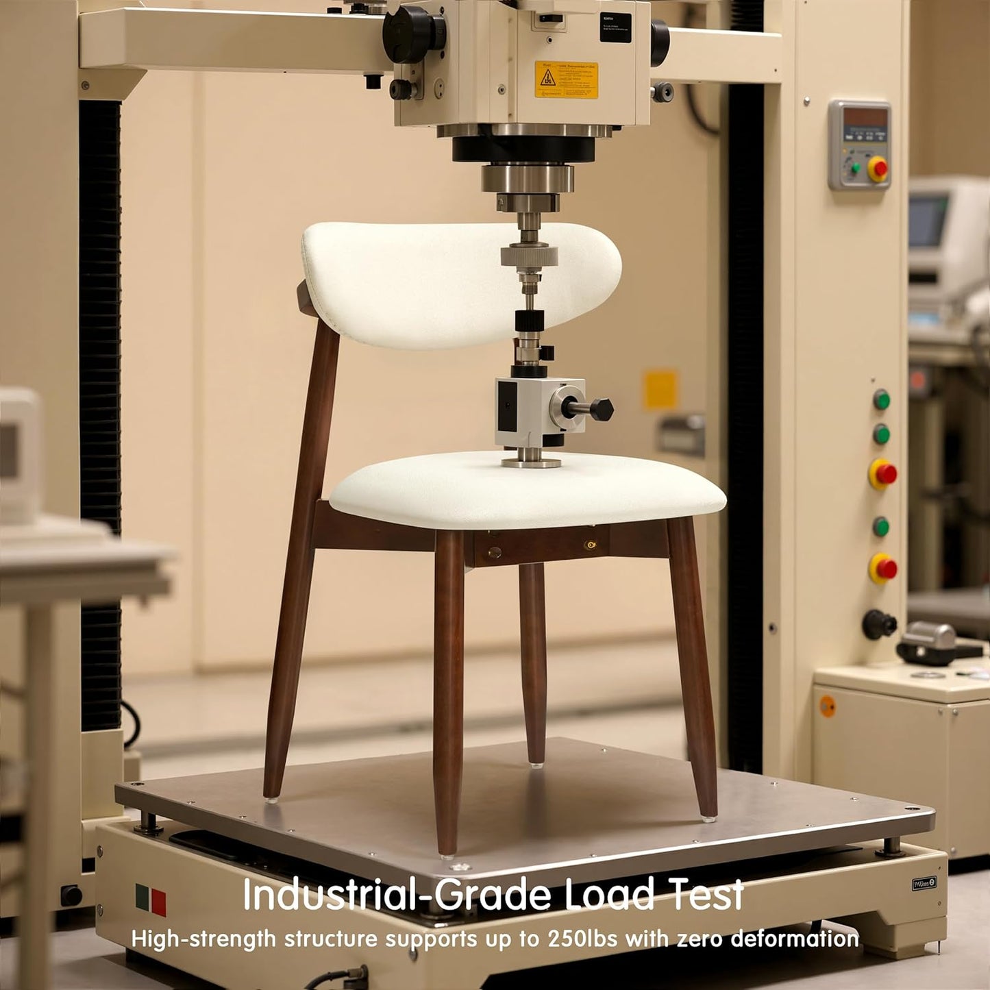 Dining Chairs Set of 4, Upholstered Wooden Dining Room Chairs, Mid Century Modern Fabric Kitchen Chair with Ergonomic Curved Backrest, Beige (Only Chairs)