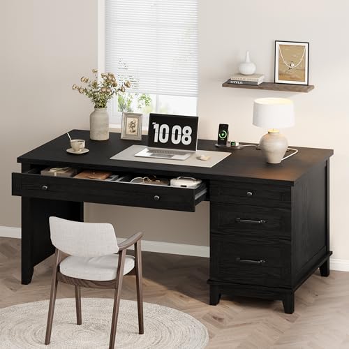 53.5" Farmhouse Home Office Desk with File Cabinet, view 2