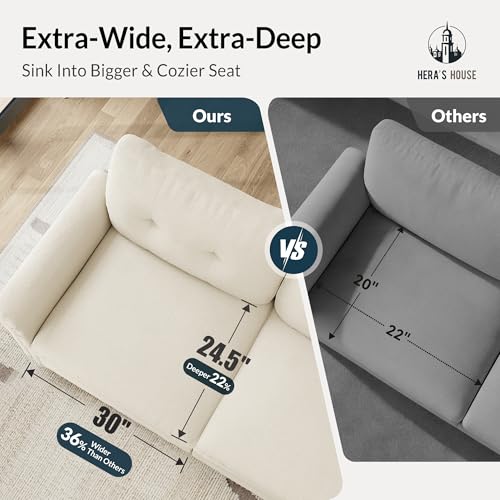 Modular Sectional Sofa Set for Living Room 3-Piece Deep Seats | Mid-Century Modern 6-Seater Cloud Sofa Set, Cyan, Rolled Arms & Nailhead Trim, Wider & Deeper Seats, Chenille Furniture Set