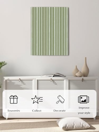 NuYeBiofx Modern Minimalist Stripe Canvas Wall Art Prints,48"x32" Framed Picture Artwork Abstract Geometric Line on Sage Green Printed Canvas Oil Painting for Living Room Bedroom Office,Ready to Hang