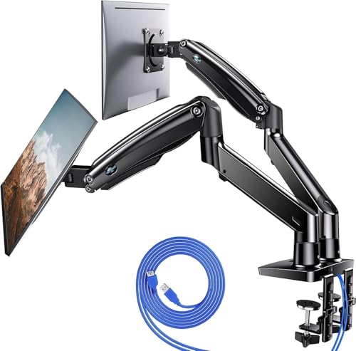 Dual Monitor Stand for 13″–40″, Premium Dual Monitor Mount with USB, view 2