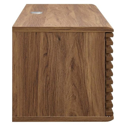 Render 46" Mid-Century Modern Wall Mount Media Console TV Stand, 46 Inch, Walnut, view 7