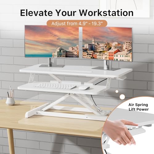 32" Standing Desk Converter, Height Adjustable Stand Up Riser, view 4