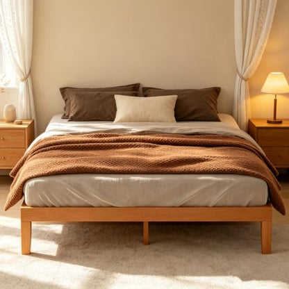 12 in Full Bed Frame, 3.5" Thick Pine Frame, 700 lbs Capacity, view 2
