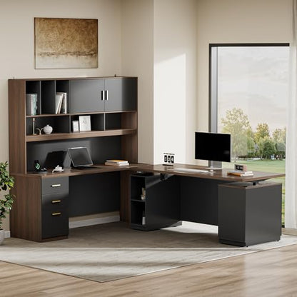 72.8'' Executive Office Desk Furniture Set with Hutch, view 2