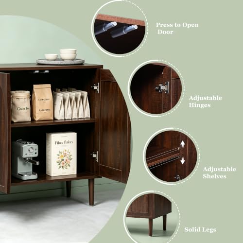 31.5” Dark Walnut Sideboard Buffet Cabinet with Storage Set of 3, view 4