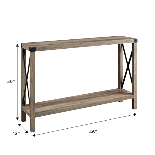 Sedalia Modern Farmhouse Metal X Entry Table, 46 Inch, Grey