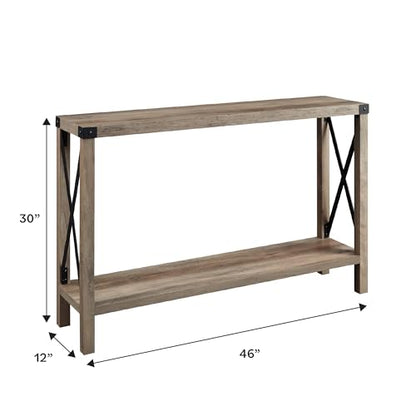 Sedalia Modern Farmhouse Metal X Entry Table, 46 Inch, Grey