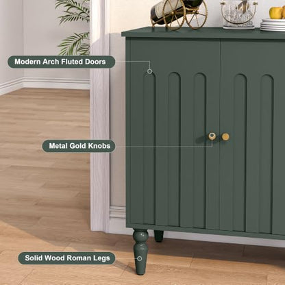 47” Arched Fluted Sideboard Buffet Cabinet with Storage, Green, view 5
