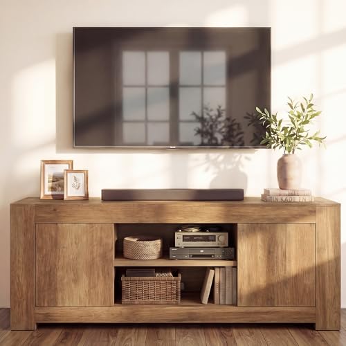 VASAGLE TV Stand, Farmhouse Entertainment Center with Storage Cabinets, view 2