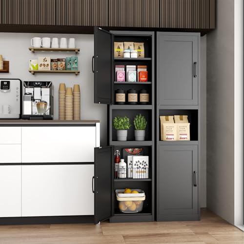 Metal Skinny Cabinet with Adjustable Shelves in Black, view 3