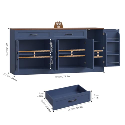 71” Large Sideboard Buffet Cabinet with Storage, view 4