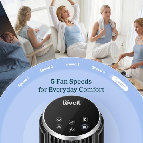 Levoit Tower Fan for Bedroom, 28ft/s Fans that Blow Cold Air, 28dB Quiet, view 7