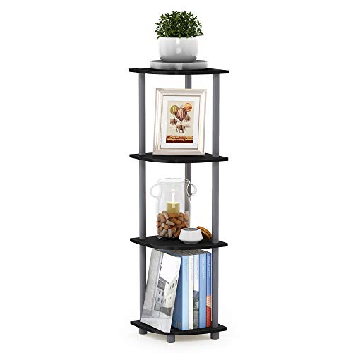 Turn-N-Tube Corner Shelf, 4-Tier Corner Bookshelf, Display Storage Shelves with Open Shelves, for Organization and Storage, Living Room, Home Office, Garage, Black