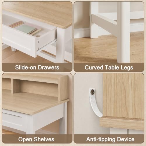 39 Inch Small Computer Desk with Drawer and Hutch, view 6