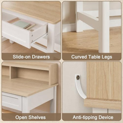 39 Inch Small Computer Desk with Drawer and Hutch, view 6
