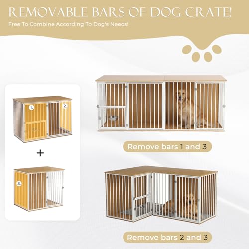Large Double Dog Crate Furniture, White, view 4