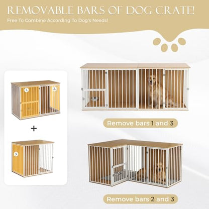 Large Double Dog Crate Furniture, White, view 4