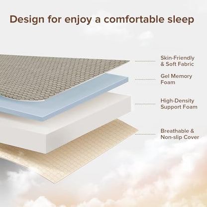 Memory Foam Trifold Mattress, 6 Inch Queen Foldable Mattress, Portable Floor Bed with Washable Cover, Handle & Non-Slip Bottom, for RV, Travel, Camping, Yoga, 78"x58"x6", Grey