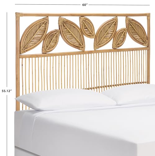 SAFAVIEH Furniture - Lusine Queen Headboard - Honey Brown Wash - Rattan & Solid Wood - Handwoven Tropical Design for Bedroom & Guest Room, 60" W x 2.6" D x 55.1" H (HBD6503A-Q)