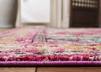 SAFAVIEH Monaco Collection Area Rug - 8' x 10', Pink & Multi, Non-Shedding & Easy to Clean, Distressed Medallion Design, Ideal for Living Room, Bedroom, Dining Space (MNC243D)